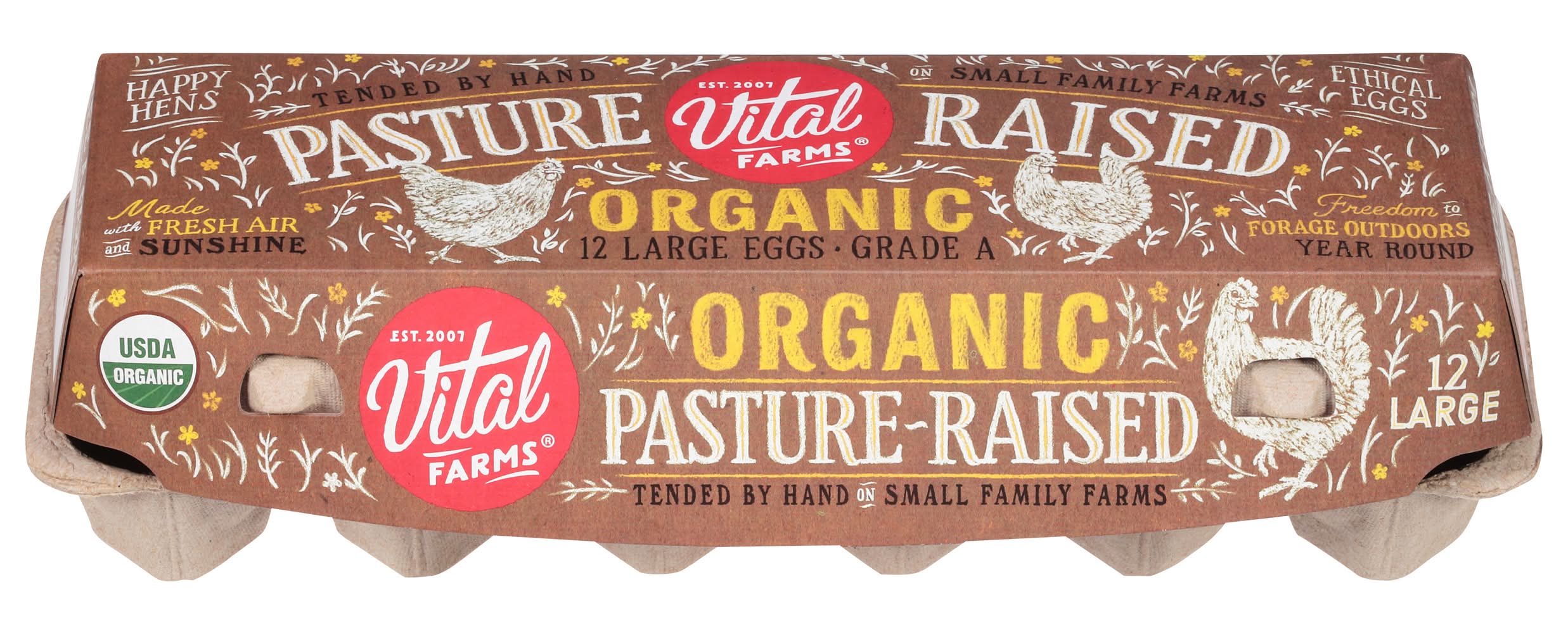 Vital Farms Organic Pasture Raised Grade a Eggs, Large (24 oz, 12 ct)