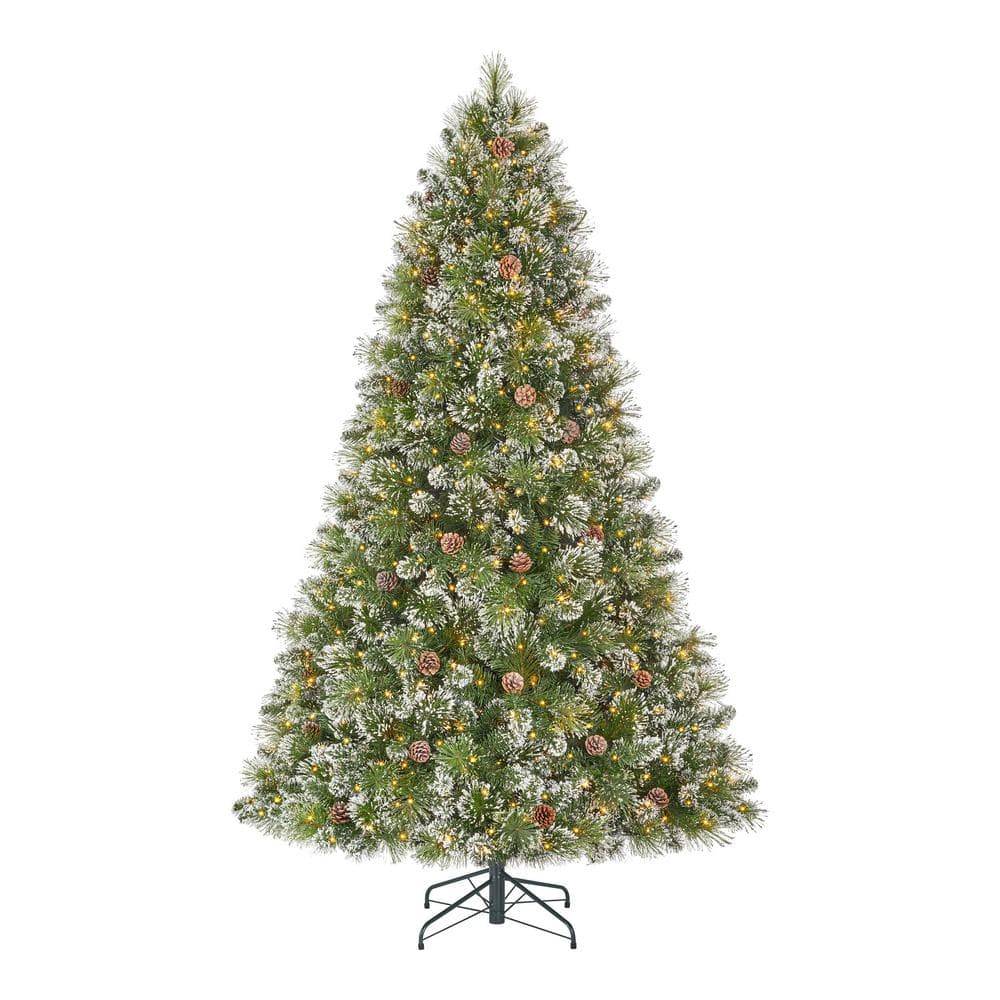 Home Accents Holiday Pre-Lit Led Sparkling Amelia Frosted Pine Artificial Christmas Tree T19, 7.5'