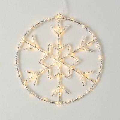 12"H Sullivans Christmas Lighted Snowflake Circle  White