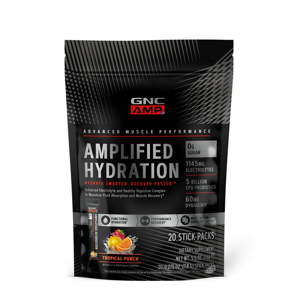 Gnc Amplified Hydration Dietary Supplement Electrolyte packs (5.5 oz) (tropical punch)