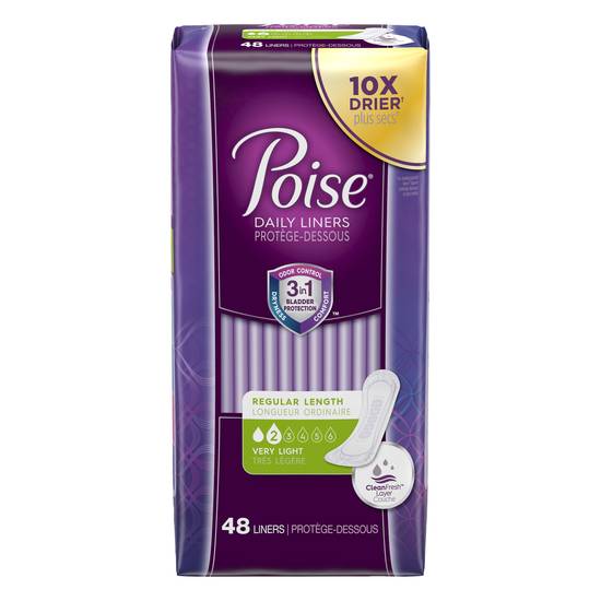 Poise Regular Length Very Light Daily Liners (48 ct)