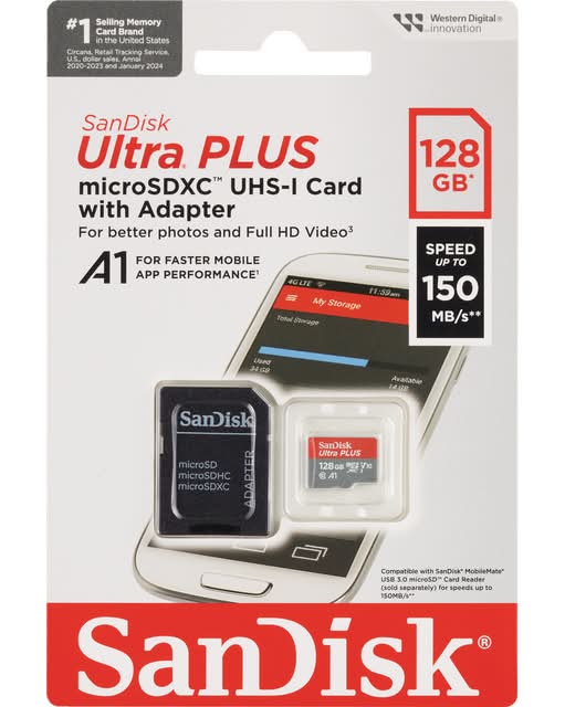 SanDisk 128 Gb Ultra Micro Sd Memory Card With Adapter, Red-Gray