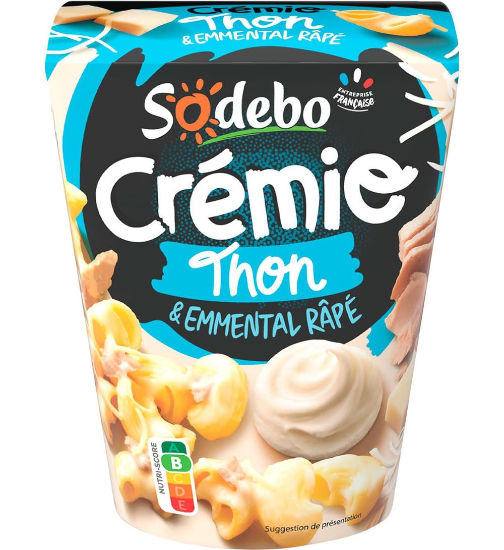 Sodebo - Cremiobox plat de pâtes prêt à consommer, thon & emmental râpé (280g)