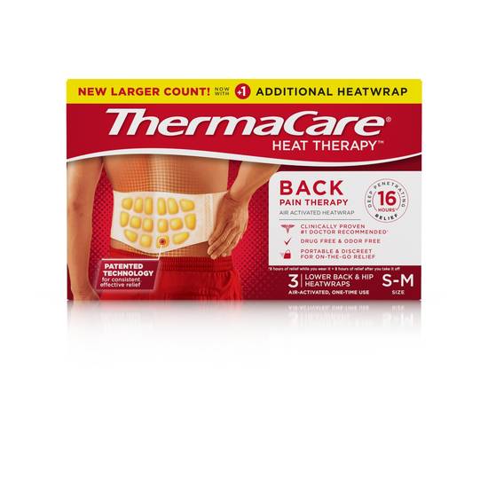 Thermacare Back Pain Relief Lower Back & Hip Heatwraps (3 ct)(unisex/s-m)