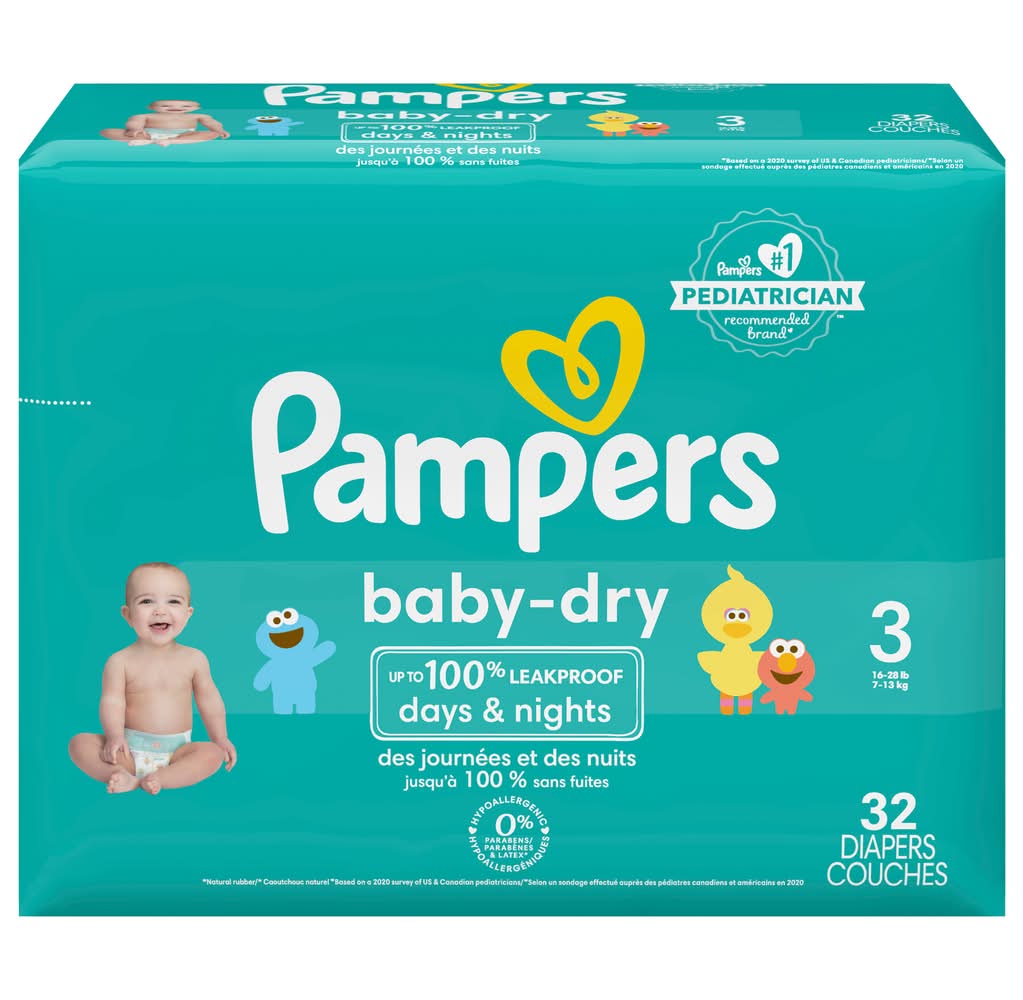 Pampers Baby Dry Diapers, Size 3 (32 ct)