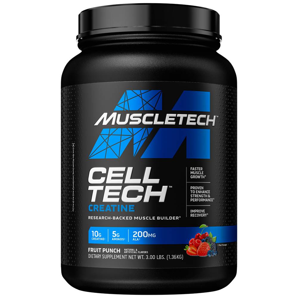 Muscletech Cell Tech Creatine Monohydrate Formula Powder, Fruit Punch - 3 Lbs