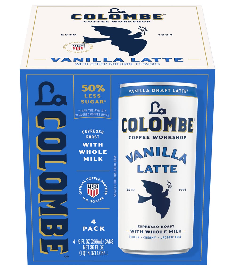 La Colombe Cold Brew With Milk Draft Latte Liquid Coffee, Vanilla (4 x 9 fl oz)