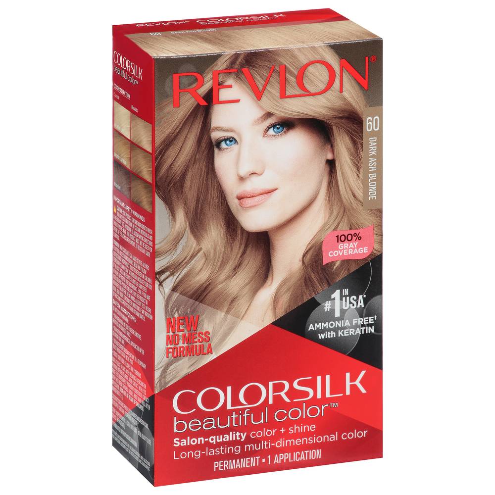 Revlon Colorsilk Beautiful Permanent Hair Color, 60 Dark Ash Blonde (4 ct)