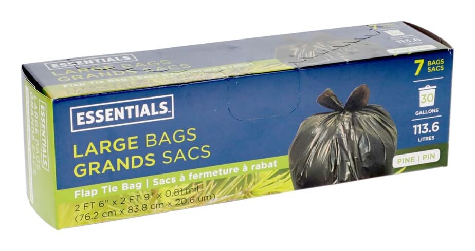 Essentials Trash Bags 30 Gal, L (7 ct)