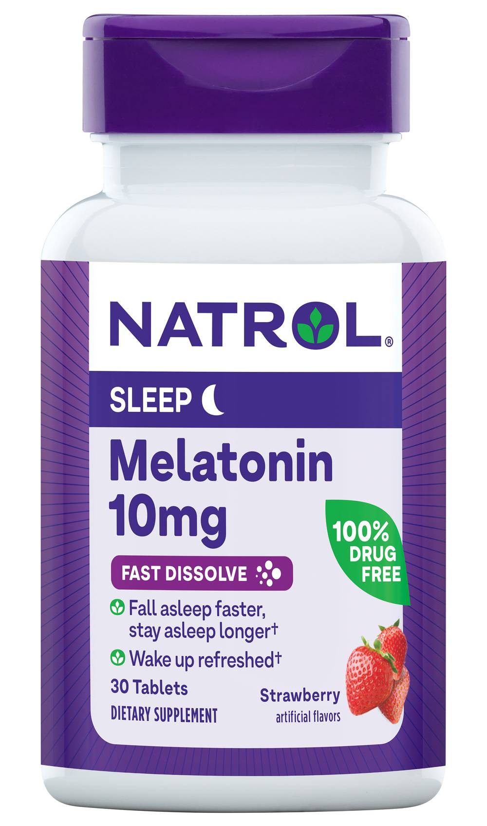 Natrol Tablets Sleep 10 mg Maximum Strength Strawberry Flavor Melatonin