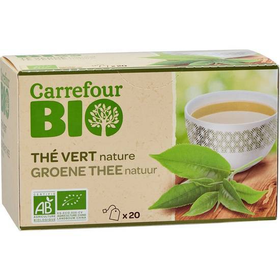 Carrefour Bio - Thé vert bio nature en sachets (30 g)