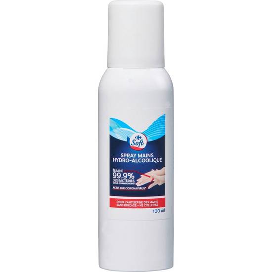 Spray mains hydro-alcoolique CARREFOUR SOFT - le spray de 100mL