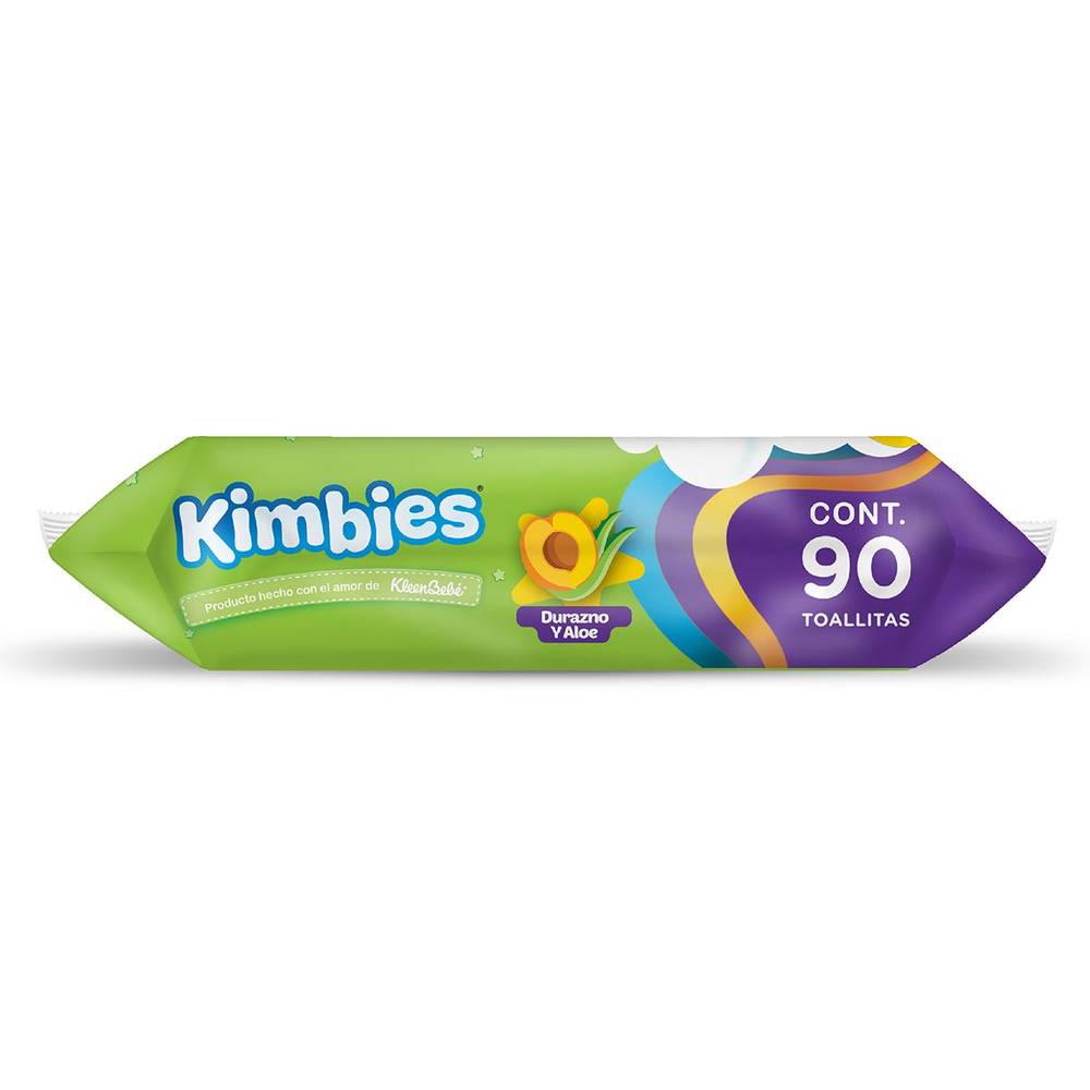 Kleenbebé toallitas húmedas kimbies durazno y aloe (paquete 90 piezas)