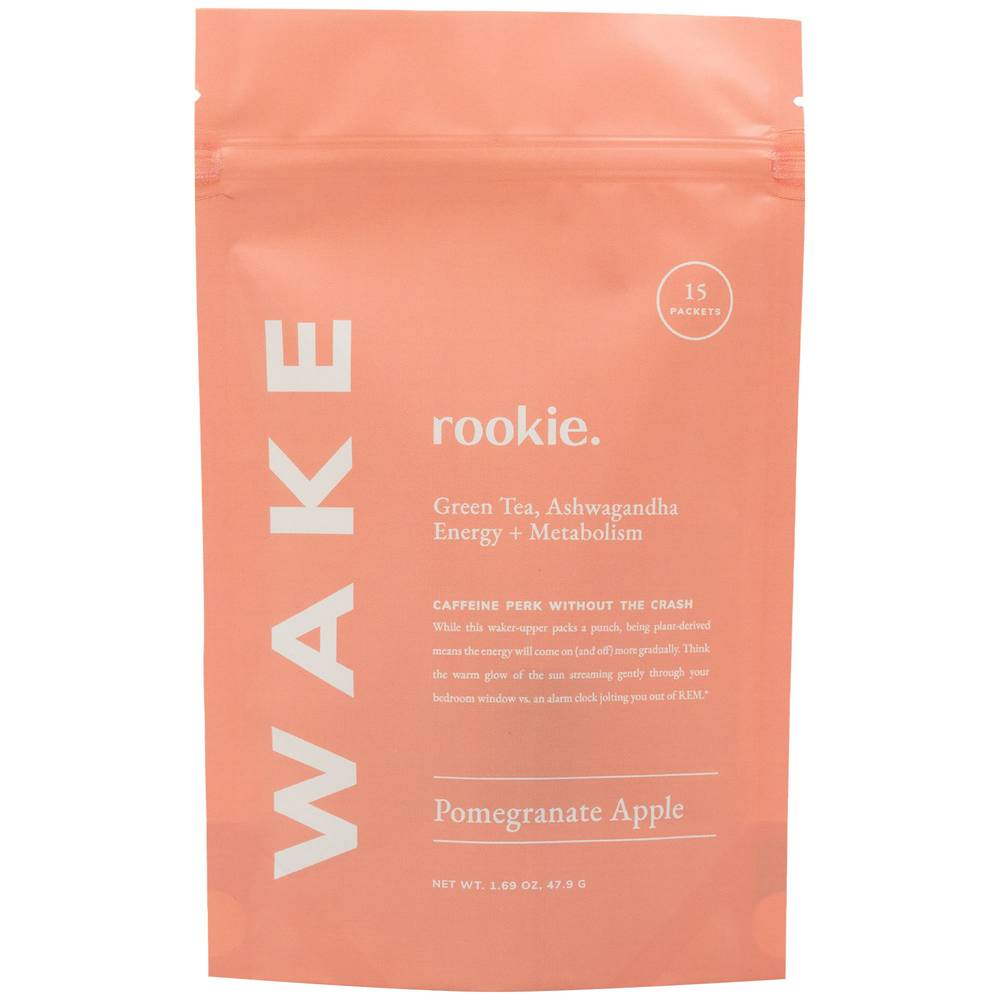Wake Energy & Metabolism Powder Packets With Green Tea & Ashwagandha - Pomegranate Apple (15 Single Serving Packets)