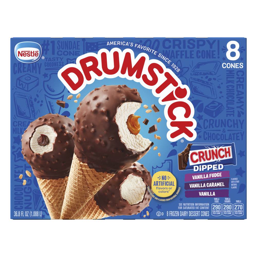 Nestlé Drumstick Original Vanilla Sundae Ice Cream (36.8 fl oz, 8 ct)