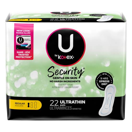 U By Kotex Security Ultra Thin Regular, (22 ct)