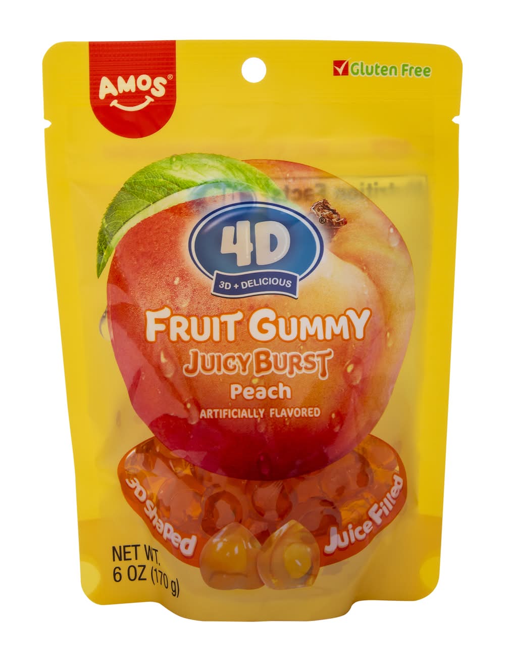 Amos® 4D Fruit Gummy JuicyBurst Candy 6oz - Peach