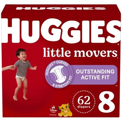 Huggies Little Movers Baby Diapers, 8 (62 ct)