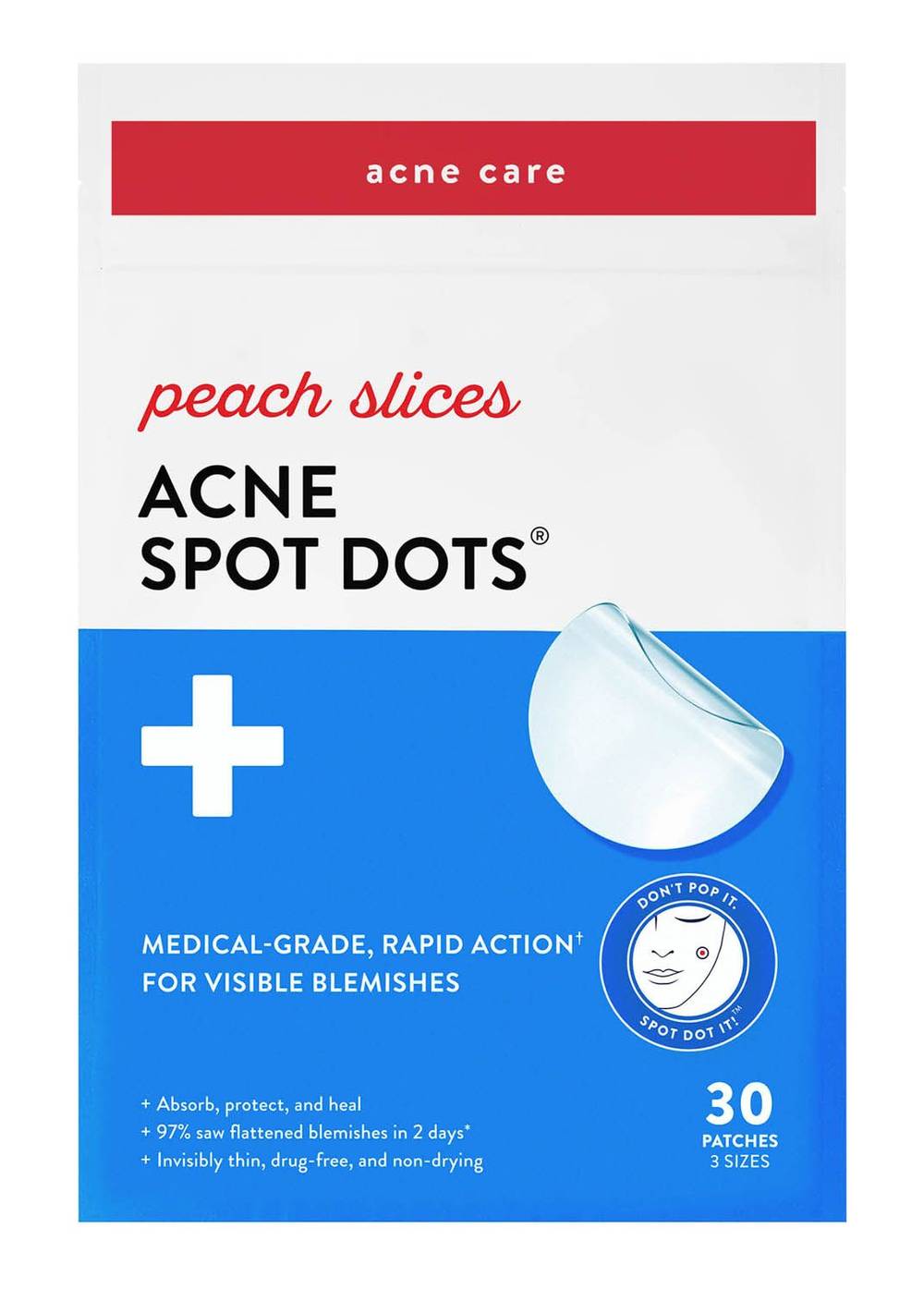 Peach Slices Spot Dots Hydrocolloid Acne Patches (30 ct)