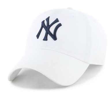 MLB Adjustable New York Yankees Cotton Baseball Cap, OSFA, White