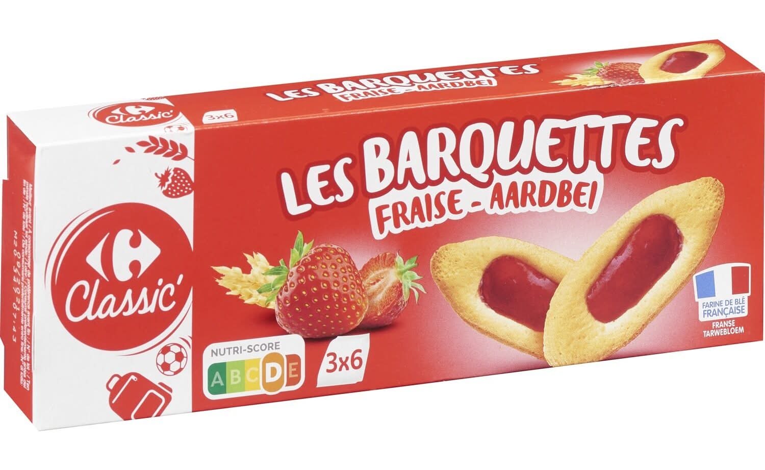 Carrefour Classic' - Les barquettes biscuits fourrés, fraise (18)