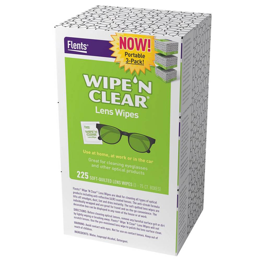 Flent's Wipe 'n Clear Lens Wipe, 225 Soft-Quilted Lens Wipes