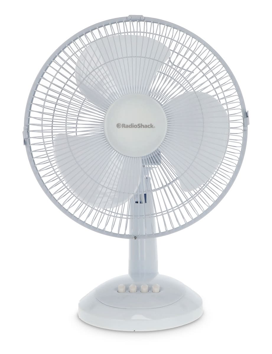 RadioShack · Ventilador para escritorio, 12 in, blanco