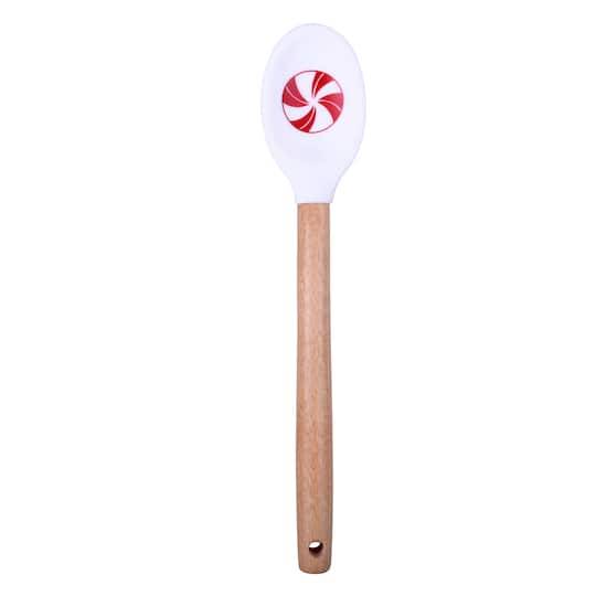 8" Mini Red & White Peppermint Silicone Spoon By Celebrate It