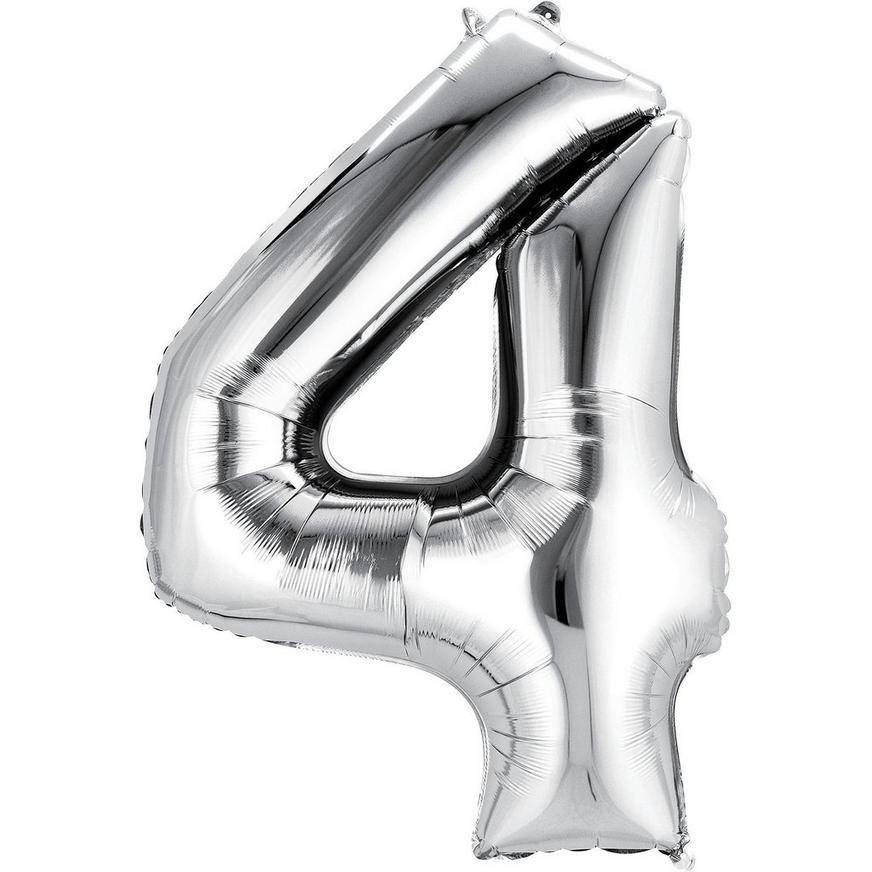 Uninflated 34in Silver Number Balloon (4)