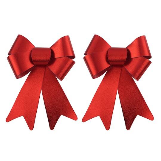 7.5" Red Foil Christmas Bows, 2Ct. By Celebrate It