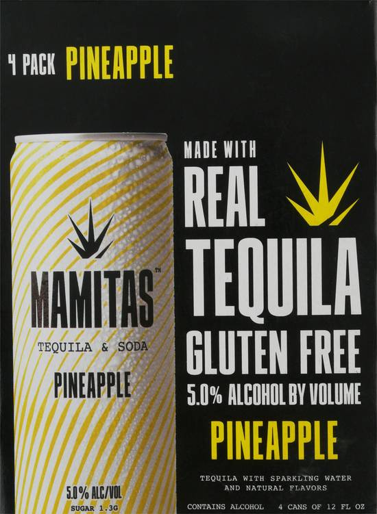 Mamitas Pineapple Tequila and Soda (4 ct, 12 fl oz)