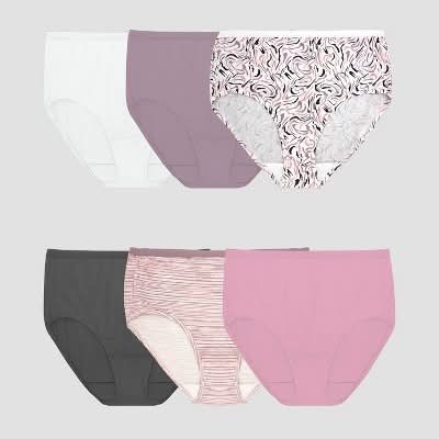 Fruit of the Loom Tagless High Rise Solid & Stripes Classic Briefs, Women, 10, Assorted (6 ct)