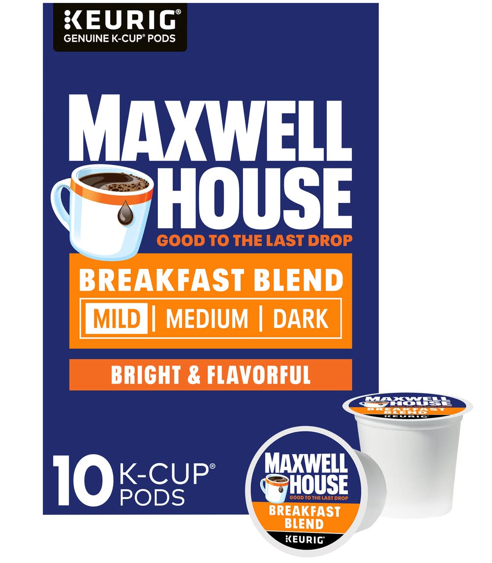 Maxwell House Breakfast Blend Mild Roast K-Cup Coffee Pods (3.1 oz, 10 ct)