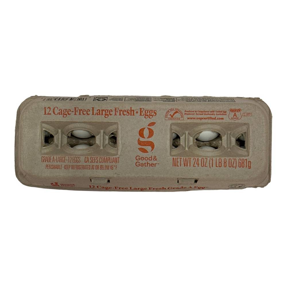 Good & Gather Cage Free White Fresh Eggs, Grade A Large (24 oz, 12 ct)