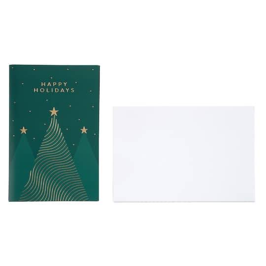 Recollections Christmas Tree Box Of Card, Green-Gold (10 ct)