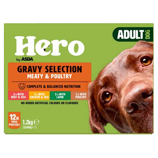 Asda Hero Adult Meat & Poultry Selection in Gravy 12 x 100g (1.2kg)