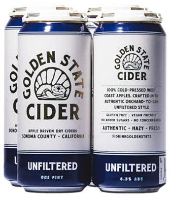 Golden State Cider Apple Driven Dry Ciders, Unfiltered (4 x 16 fl oz)
