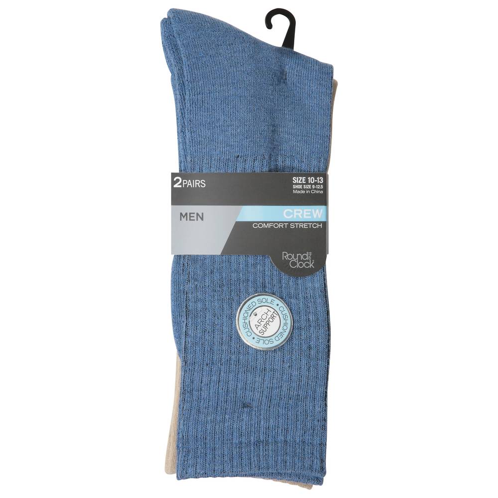 Round the Clock Men Crew Socks Size, 10-13 (2 ct)