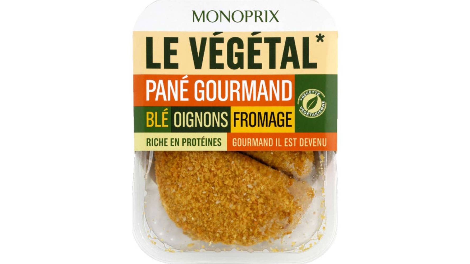 Monoprix Pané gourmand Le Végétal blé oignons fromage Les 2 panés de 100 g