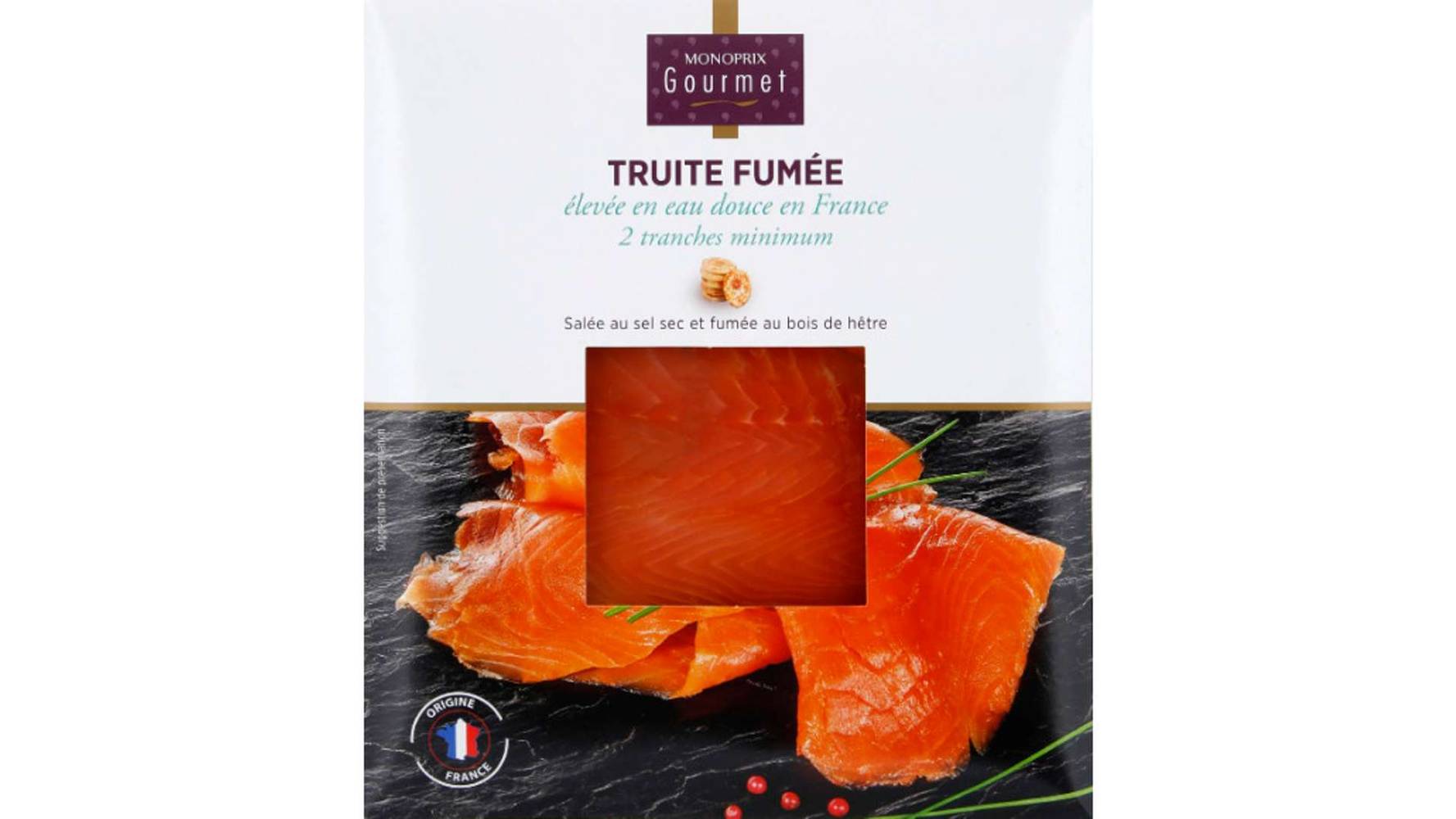 Monoprix Gourmet Truite fumée La plaque de 2 tranches, 60 g