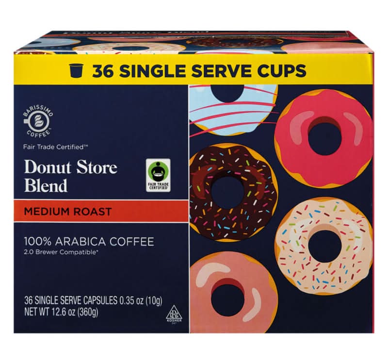 Barissimo Donut Store Blend Medium Roast Single Serve Coffee Cups (12.6 oz, 36 ct)