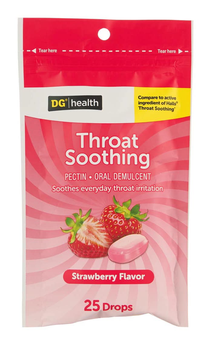 DG Health Throat Soothing Cough Drops, Strawberry (25 ct)
