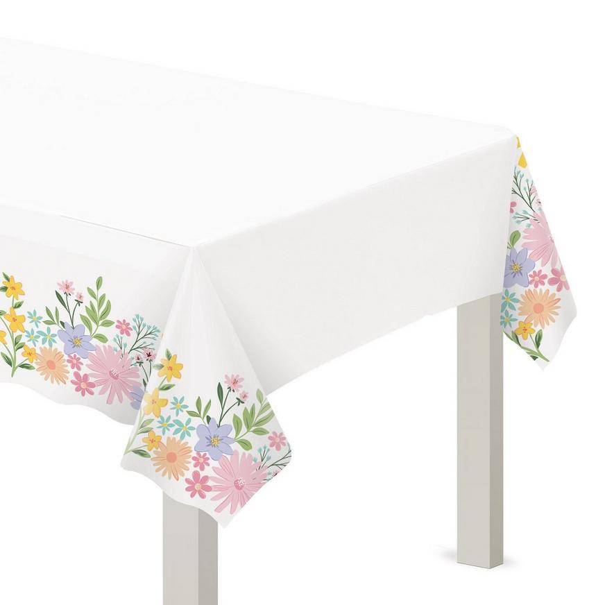 Party City Springtime Blooms Plastic Table Cover (54 in x 102 in)