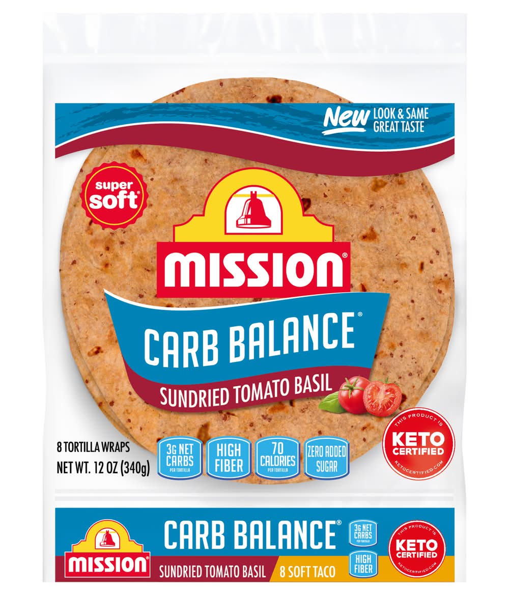 Mission Super Soft Sundried Tomato Basil Tortilla Wraps (12 oz, 8 ct)
