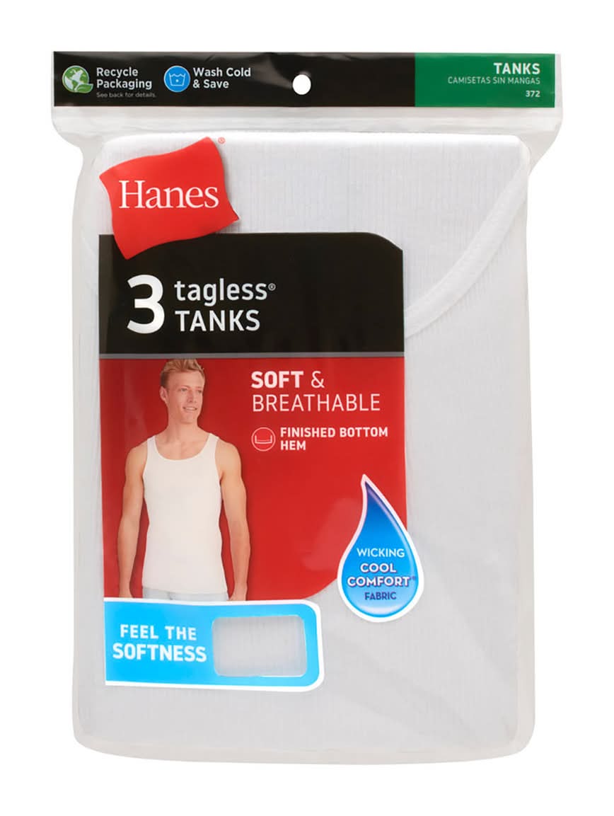 Hanes Tank Top, S, White (3 ct)