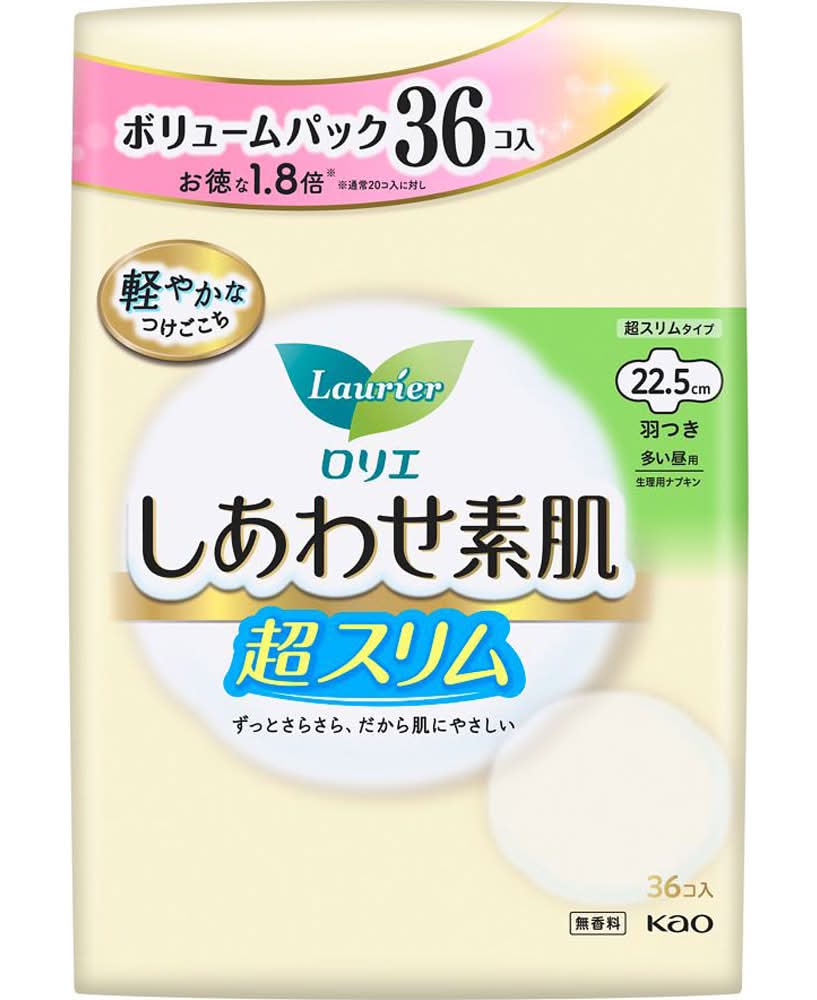 ロリエしあわせ素肌スリム多い昼用羽つき３６コ入