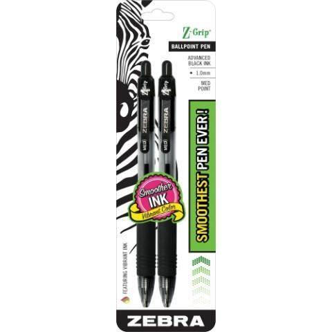 Zebra Z-Grip Ballpoint Pen Medium Point 2ct