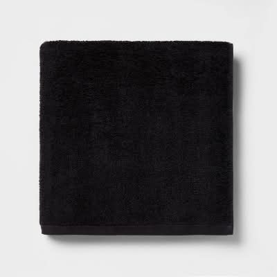 Room Essentials Everyday Oversized Bath Towel, Black (4 ct)