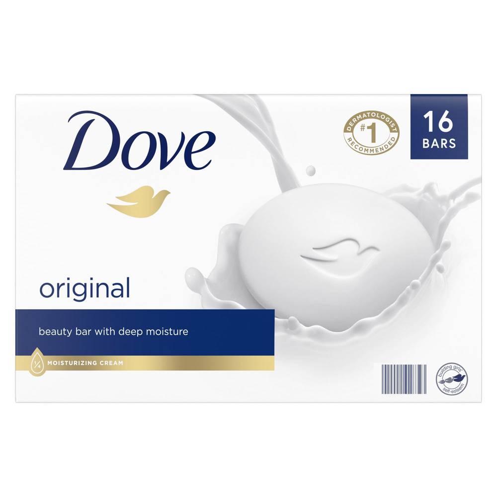 Dove Moisturizing Beauty Bar Soap Original, 3.75 oz, 16-count