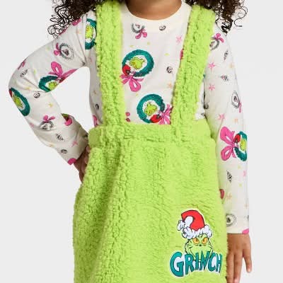 The Grinch Girls Christmas Faux Shearling Skirt & Long Sleeve T Shirt Set  Delivery Near Me | Order Online | Uber Eats